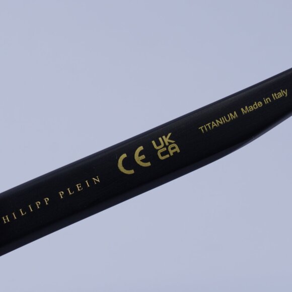 Philipp Plein SPP077M 0302 Sunglasses Black/Gold Aviator Frame, Grey Lenses - Picture 5 of 10